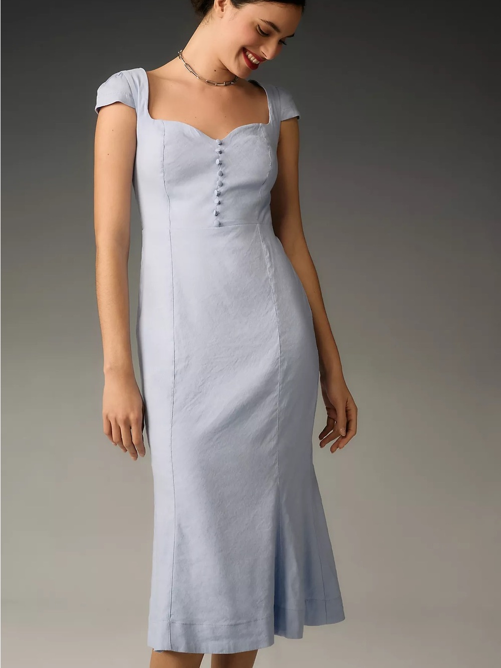 Anthropologie Maeve Cecily Fit & Flare Dress in a light blue– Size Small